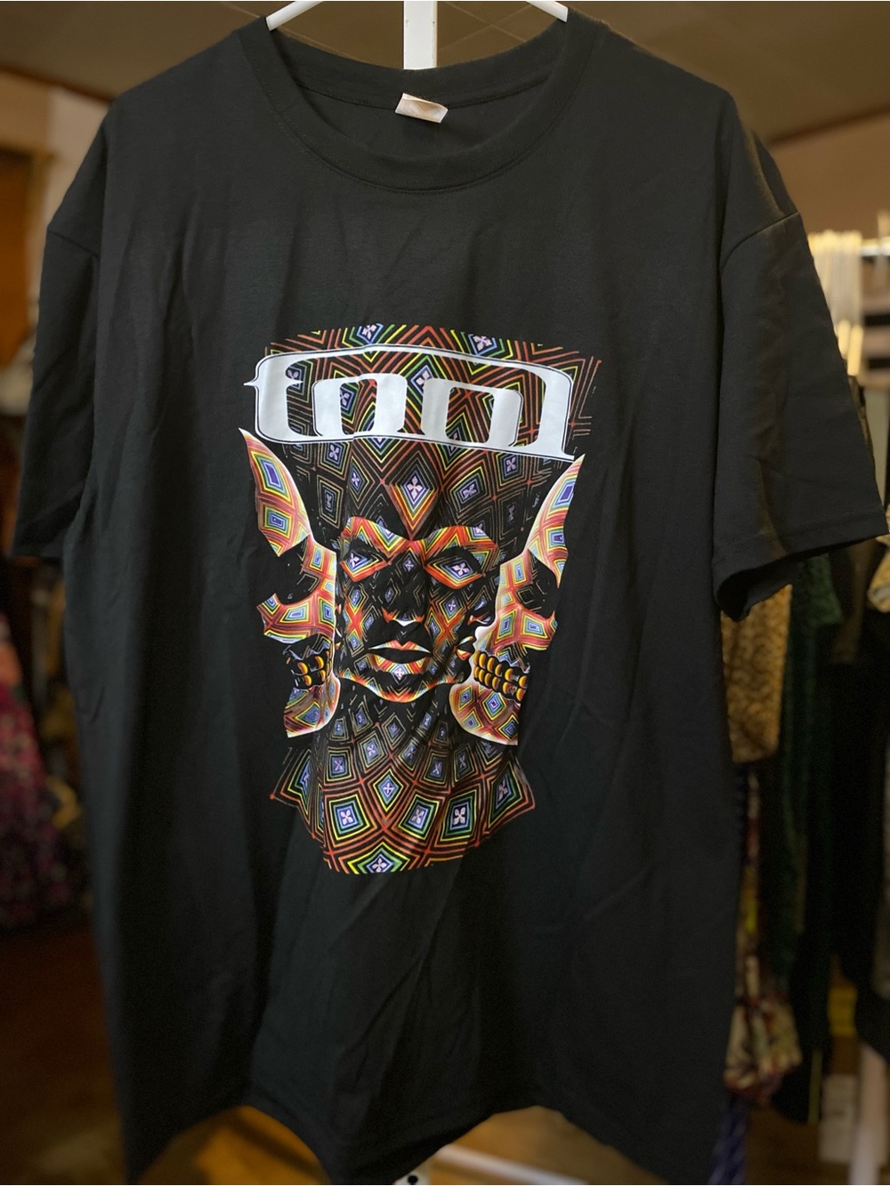 Tool Black Graphic Mens T-Shirt with Colorful Geometric Face Print